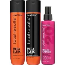 Matrix Total Results Mega Sleek Shampoo/Conditioner 10.1 oz & Miracle Creator Treatment 6.8 oz U/B Trio
